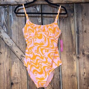 Vibrant Orange and Pink Kids Bikini by Sun Busters

It also fits adult size XS